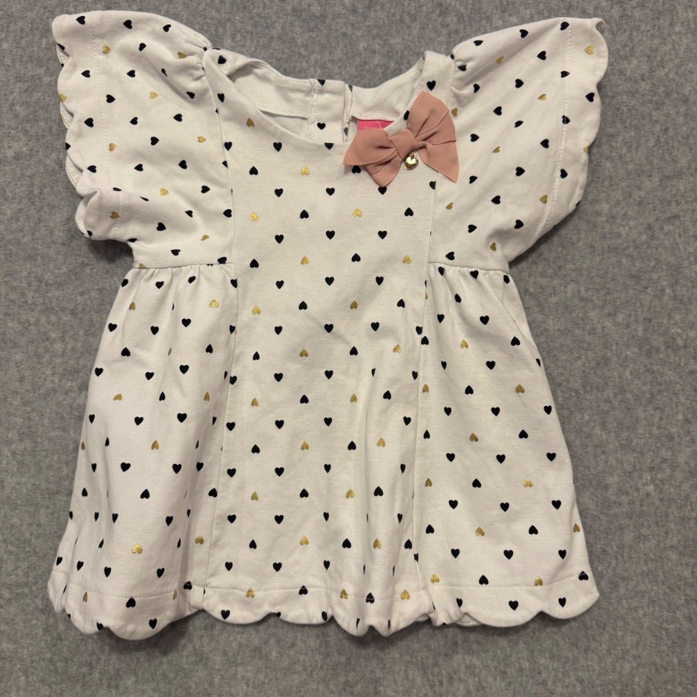 Isaac Mizrahi New York Toddler Girls Heart Print Flutter Sleeve Top White 4T